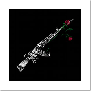 Gun and rose Posters and Art